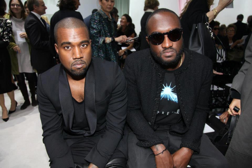 L-R: Kanye West and Virgil Abloh at a fashion show
