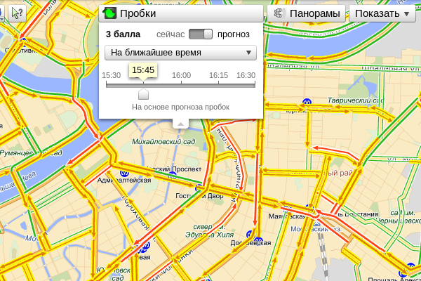 Карта прогноз пробок